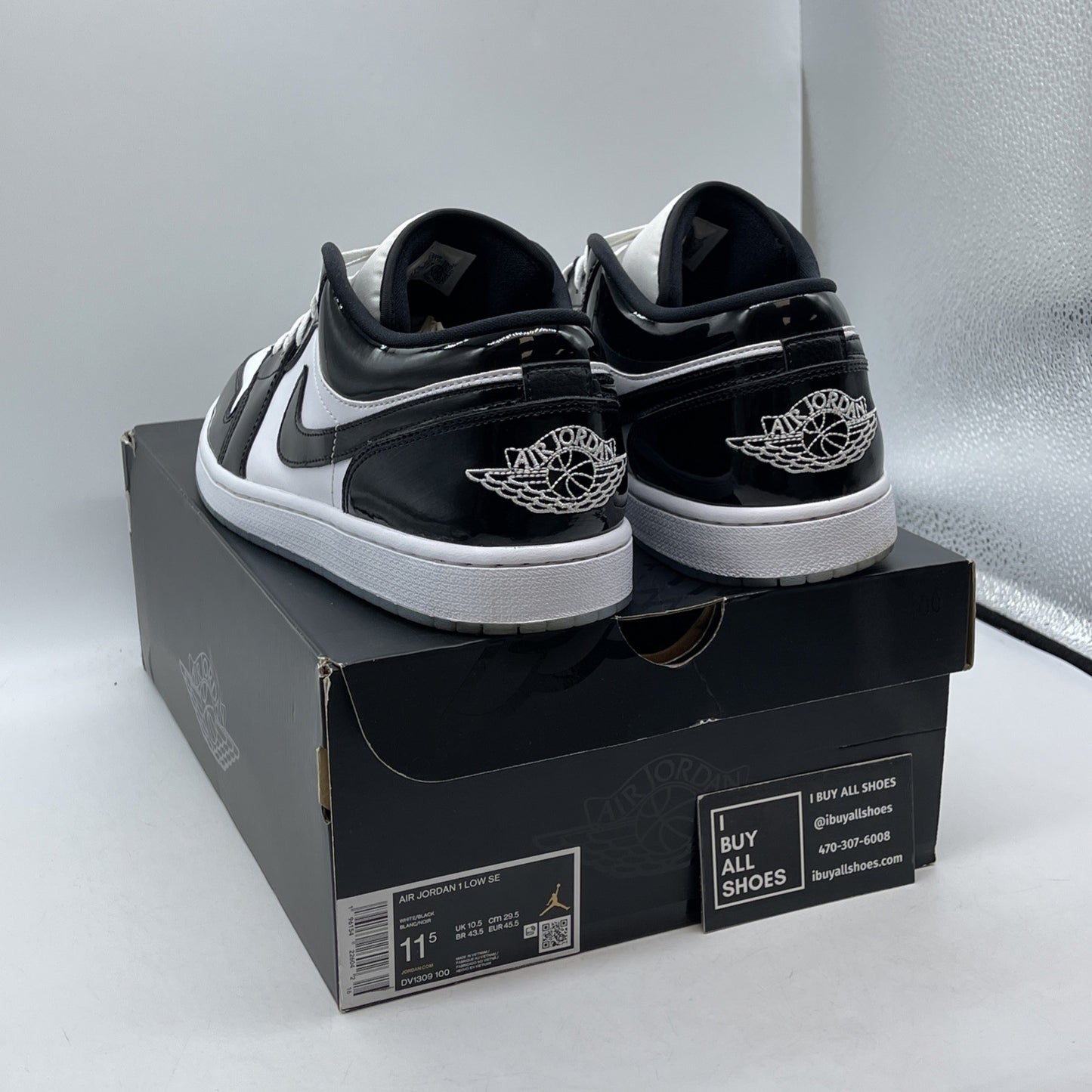 Size 11.5 - Jordan 1 Low SE Concord Black White Leather (DV1309-100)