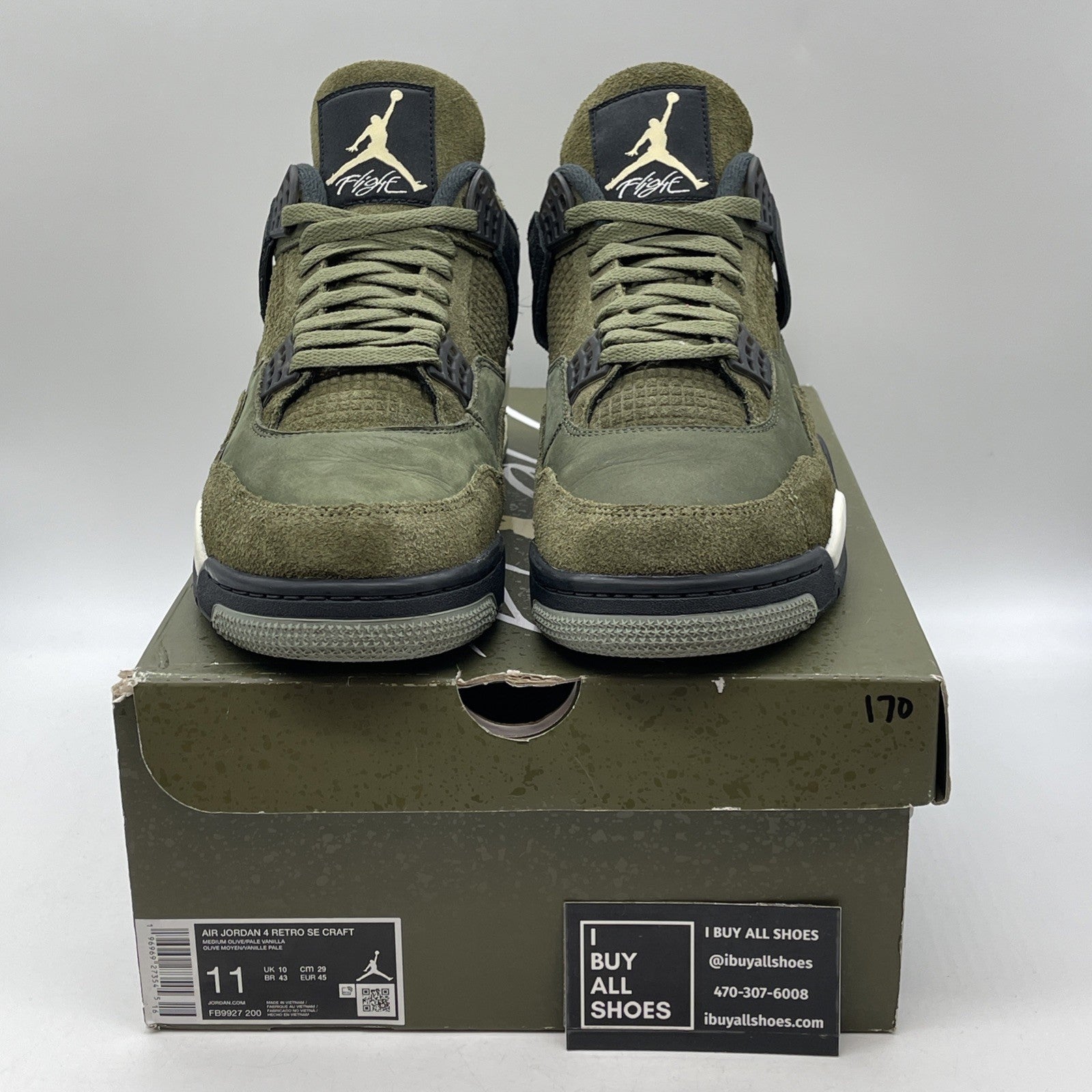 Size 11 - Jordan 4 SE Retro Low Craft Olive Green Black Suede (FB9927-200)