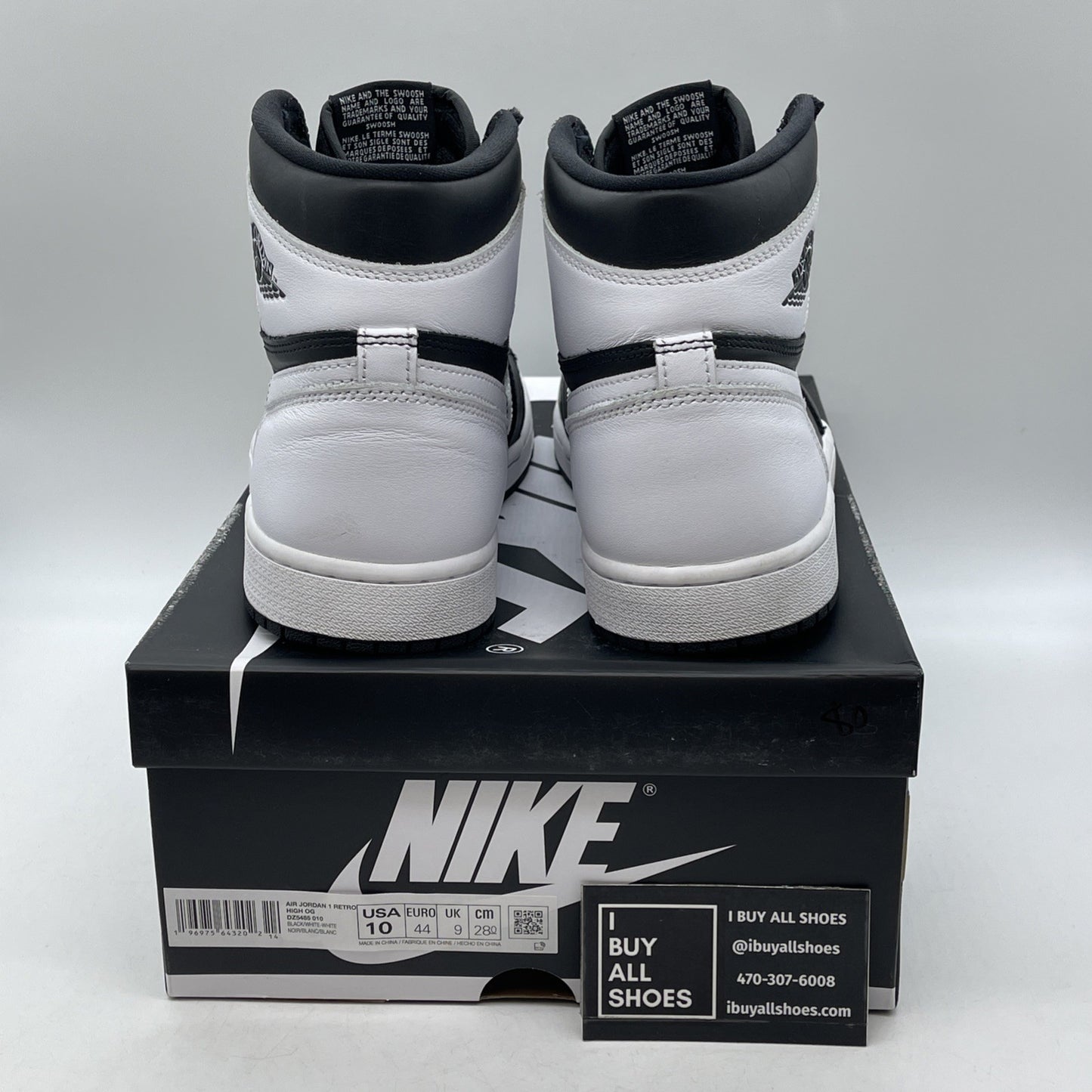 Size 10 - Air Jordan 1 Retro OG High Black White 2.0 Leather (DZ5485-010)