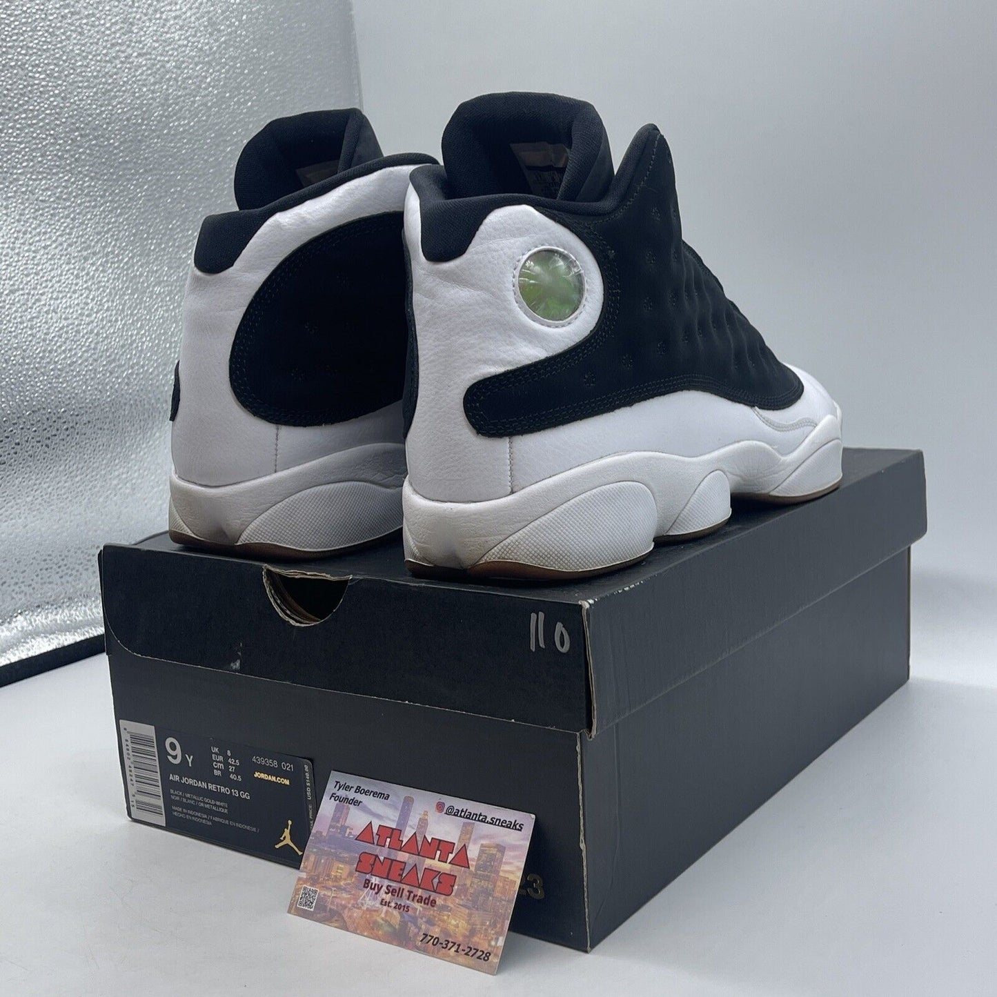 Size 9Y (GS) - Jordan 13 Retro Mid City of Flight Black White (439358-021)