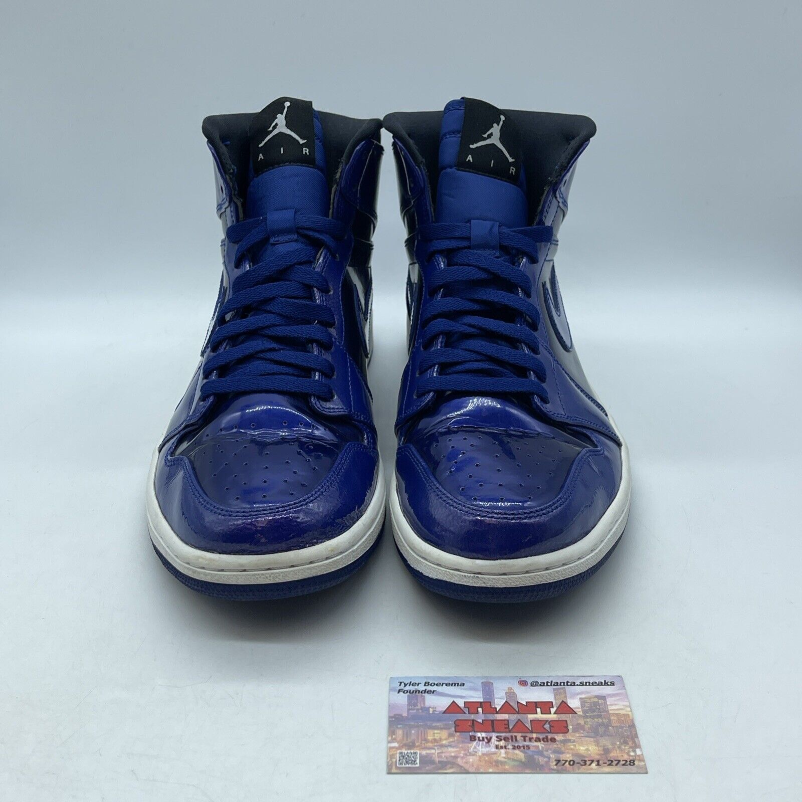 Size 12 - Air Jordan 1 Retro High Deep Royal White Blue Leather (332550-420)