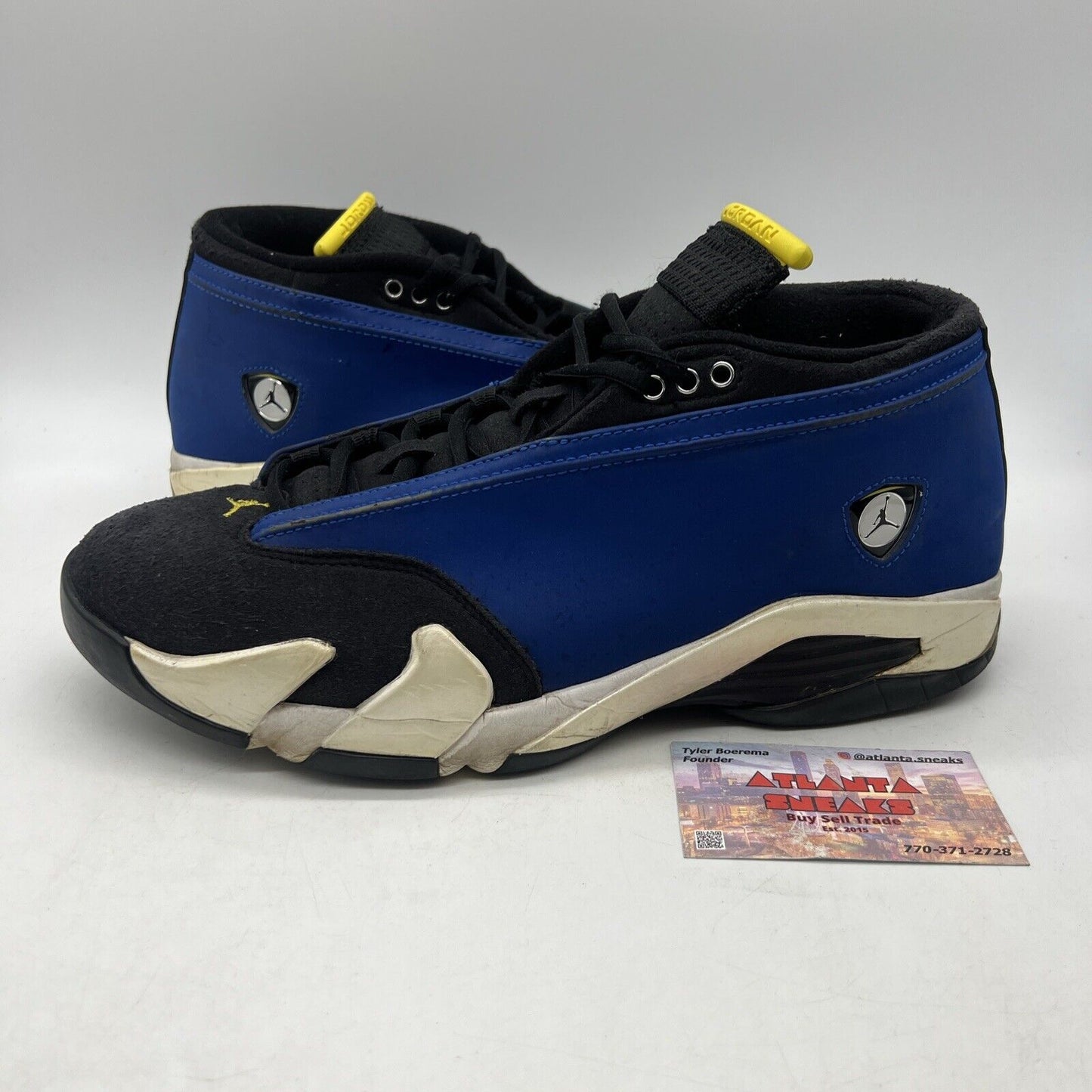 Size 10.5 - Air Jordan 14 Retro 2015 Low Laney Blue Yellow Black (807511-405)