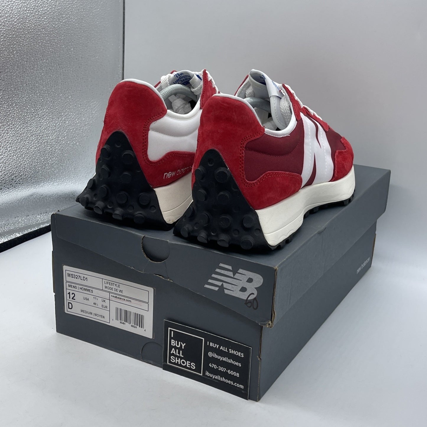 Size 10 - New Balance 327 Scarlet Red White Suede (MS327LD1)