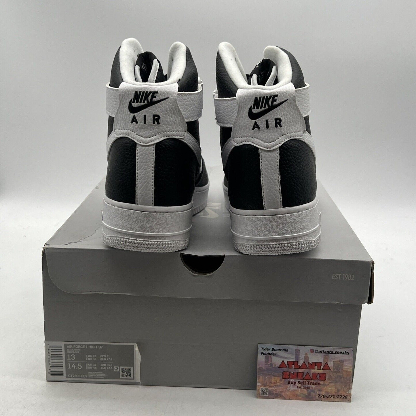 Size 13 - Nike Air Force 1 '07 High Black White Leather (CT2303-002)