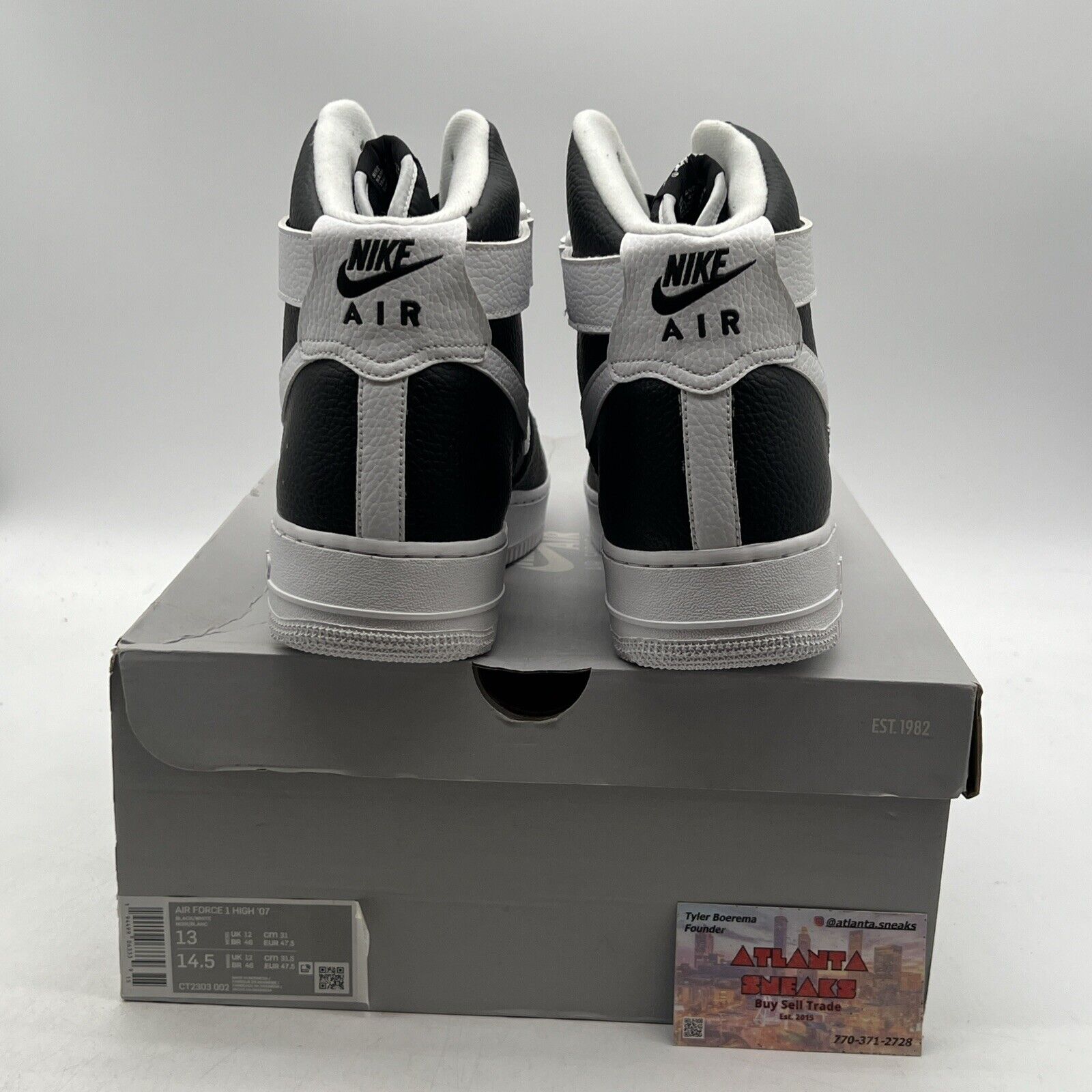 Size 13 - Nike Air Force 1 '07 High Black White Leather (CT2303-002)