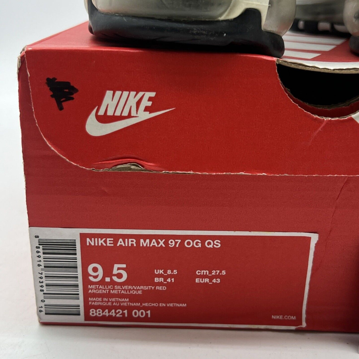 Size 9.5 - Nike Air Max 97 OG QS 2017 Silver Bullet (884421-001)