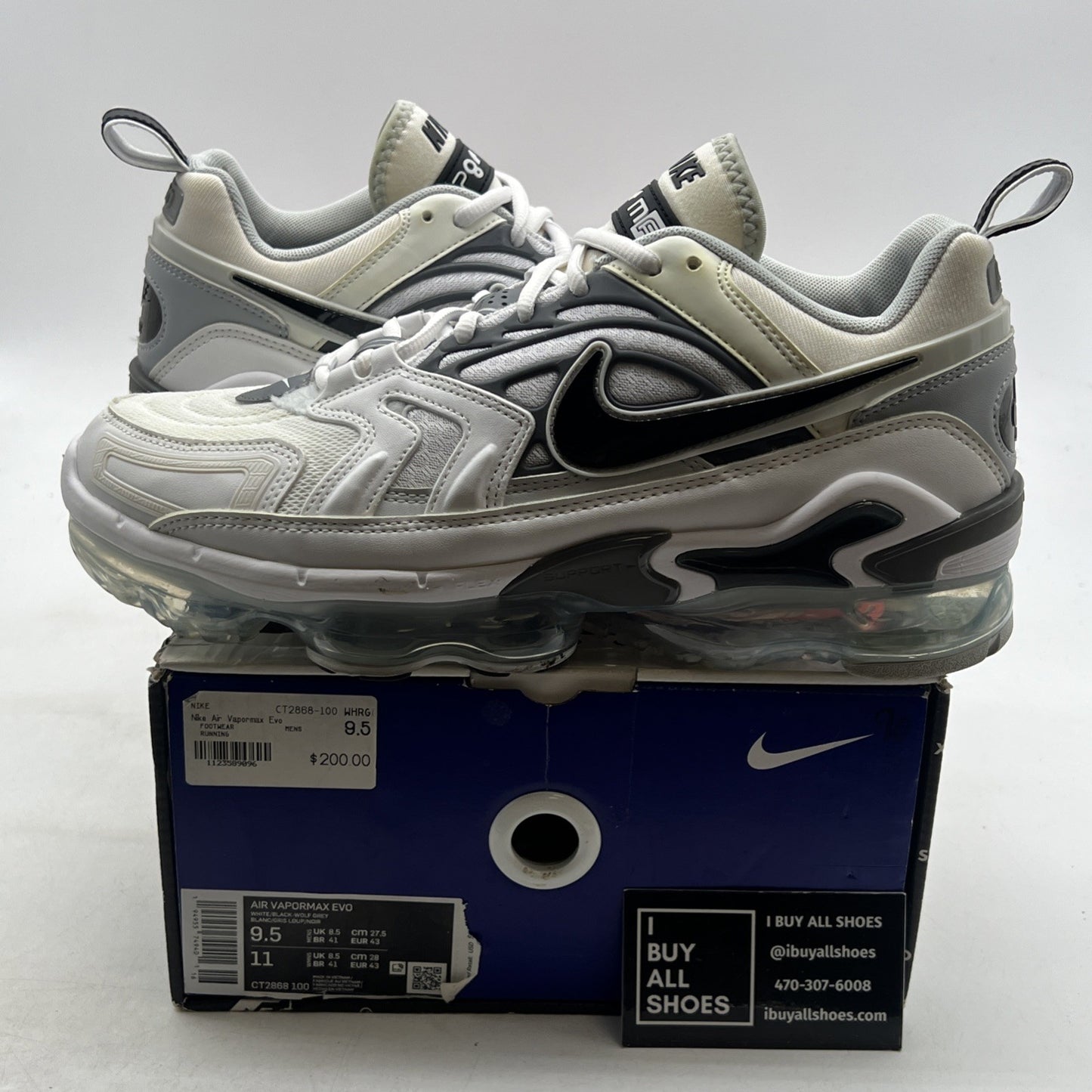 Size 9.5 - Nike Air VaporMax EVO White Black (CT2868-100)