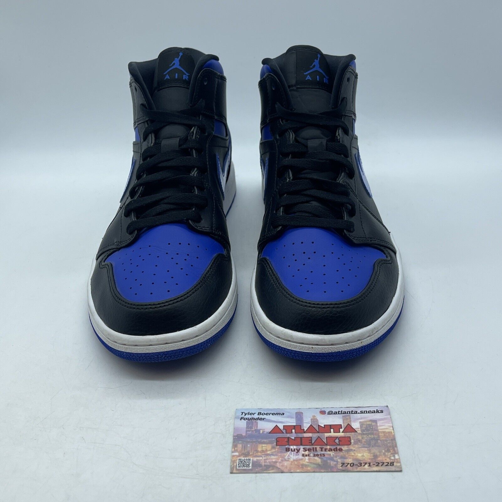 Size 11 - Air Jordan 1 Mid Black Hyper Royal White Black Blue (554724-068)