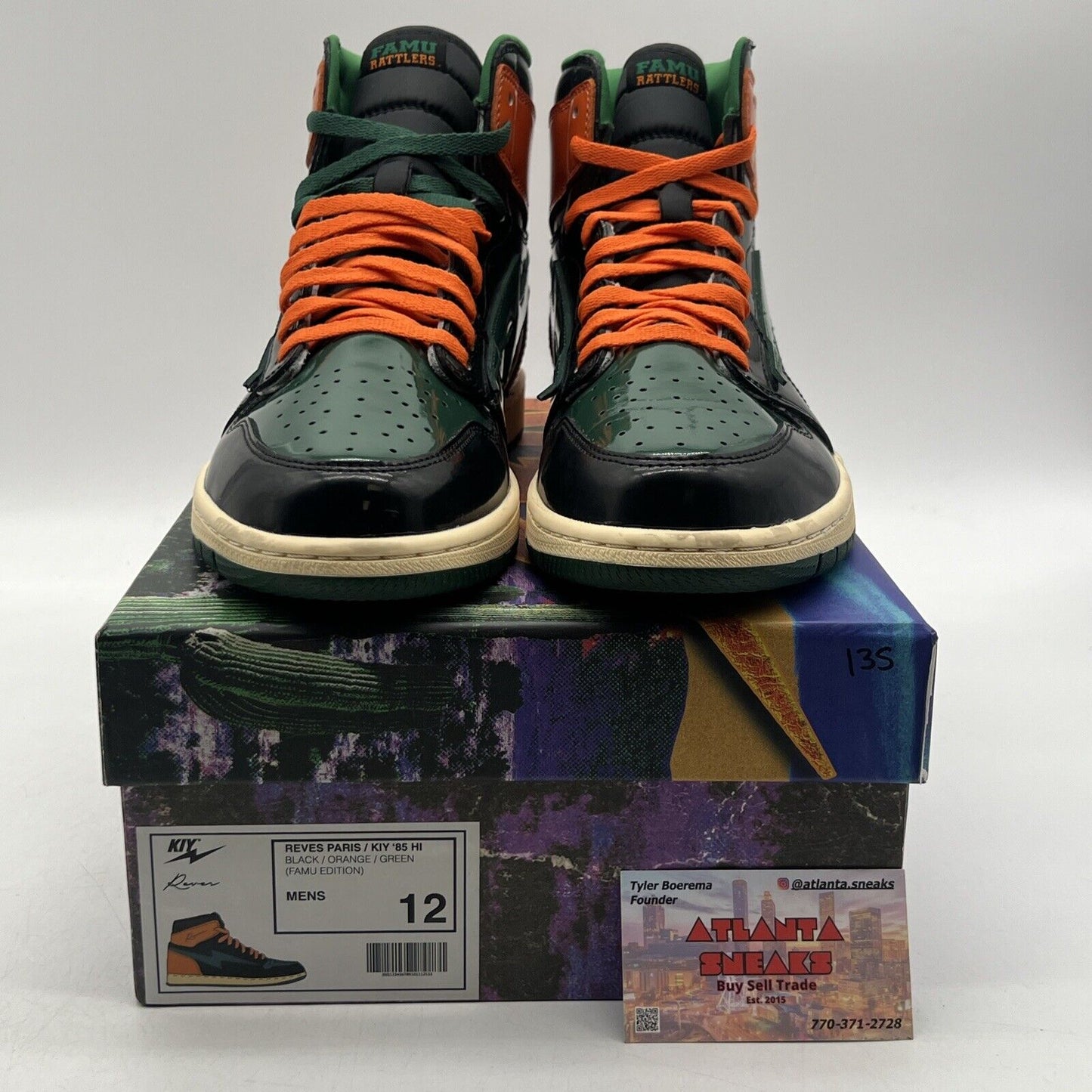 Size 12-Reves Paris x Air Kiy ‘85 Hi FAMU EDITION BRAND NEW Deadstock BLK/GRN/OR