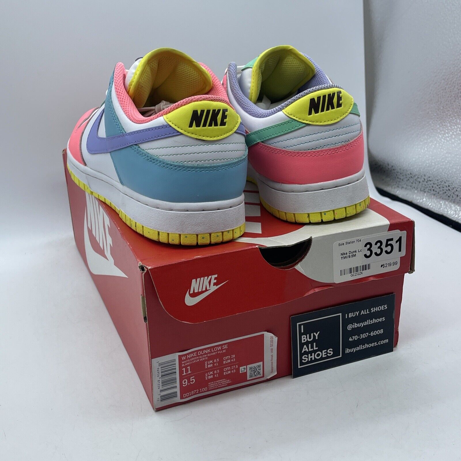 Size 11W - Nike Dunk SE Low Candy White Brown Yellow Blue Leather (DD1872-100)