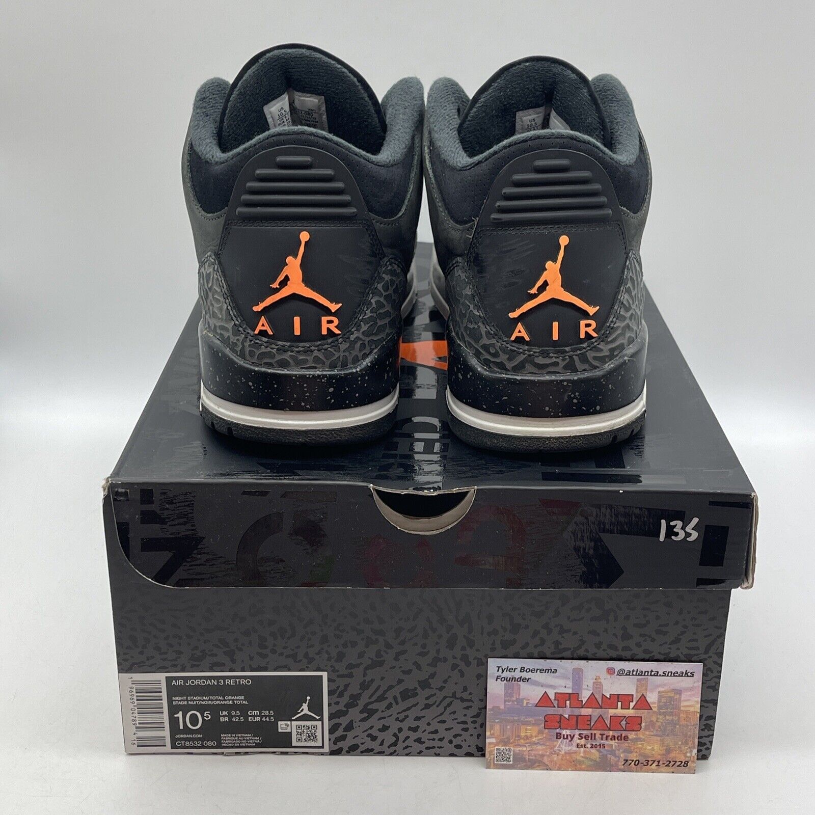 Size 10.5 - Air Jordan 3 Fear Black Grey Orange Suede Leather (CR8532-080