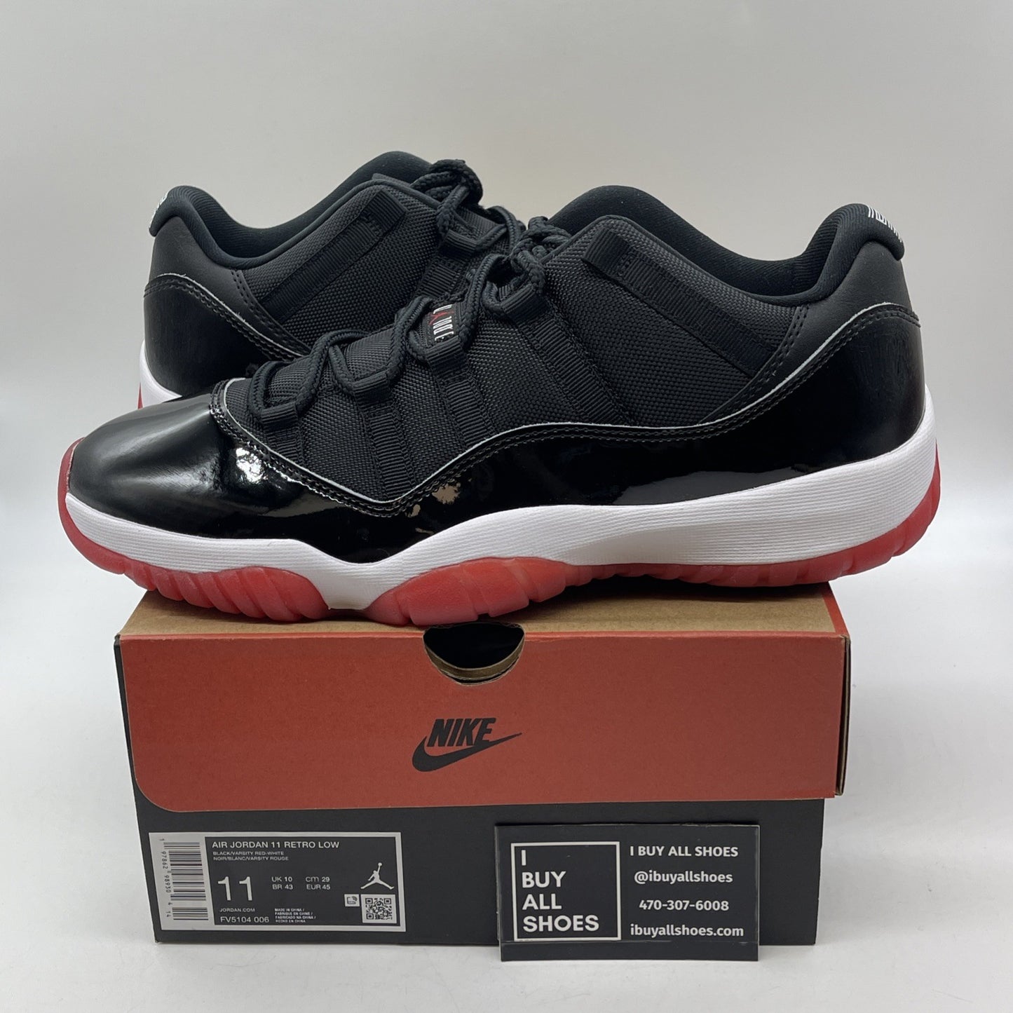 Size 11 - Air Jordan 11 Retro 2025 Low Bred Black Leather (FV5104-006)