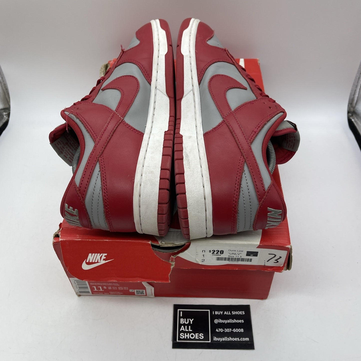 Size 11.5 - Nike Dunk Low SP UNLV Red Grey Leather (DD1391-002)