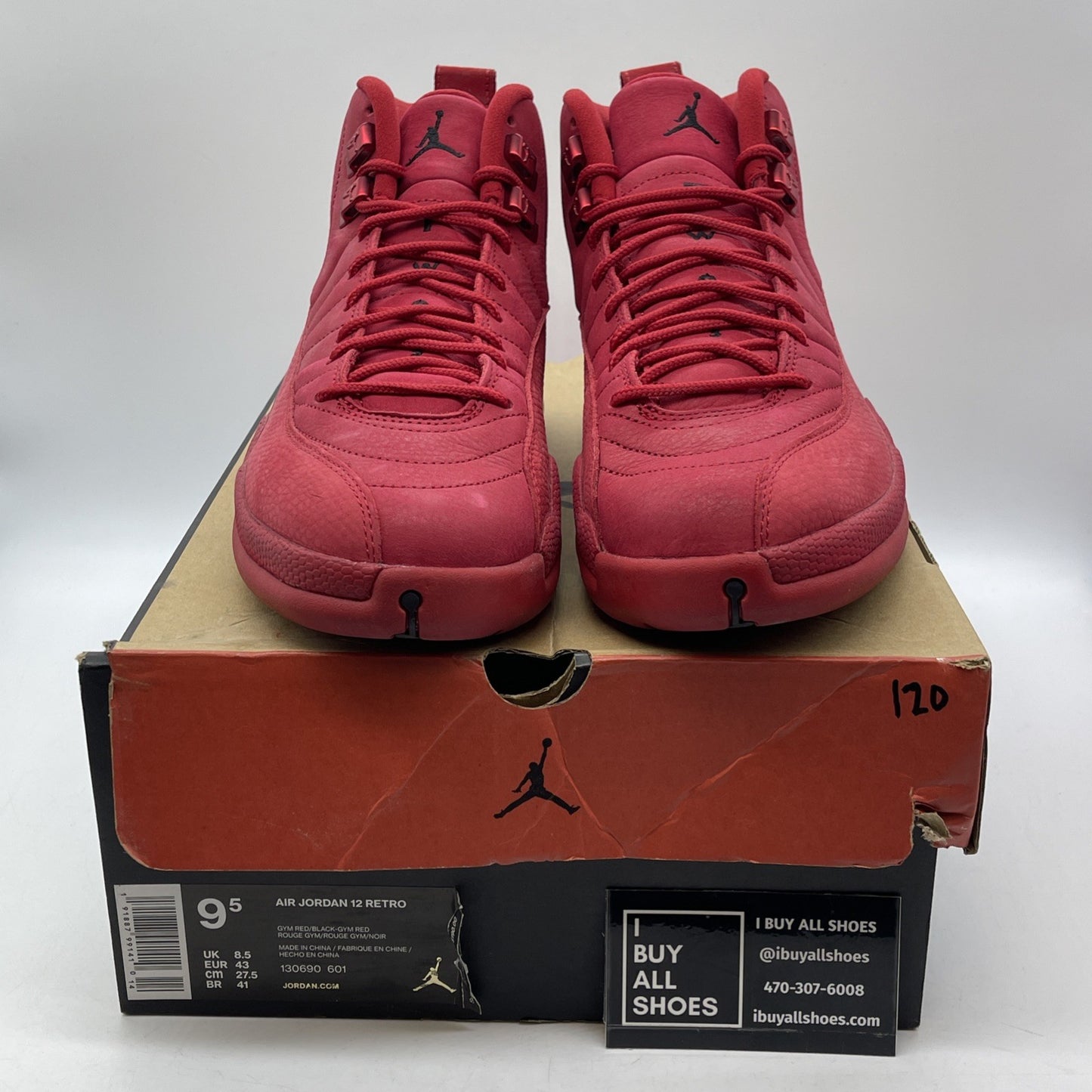 Size 9.5 - Air Jordan 12 Retro Gym Red Black Suede Leather (130690-601)