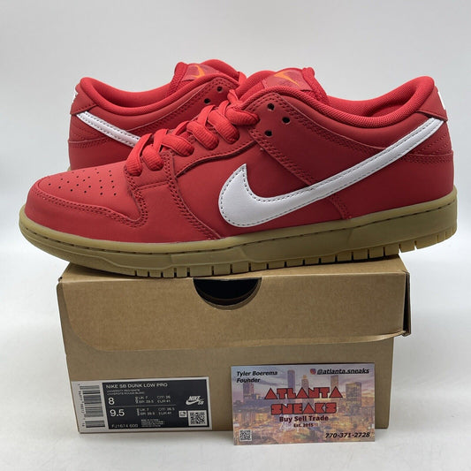 Size 8 - Nike SB Dunk Low Pro ISO Orange Label University Red Gum (FJ1674-600)