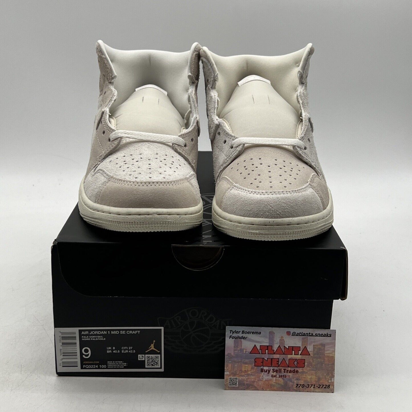 Size 9 - Air Jordan 1 SE Craft Mid Pale Ivory Suede (FQ3224-100)