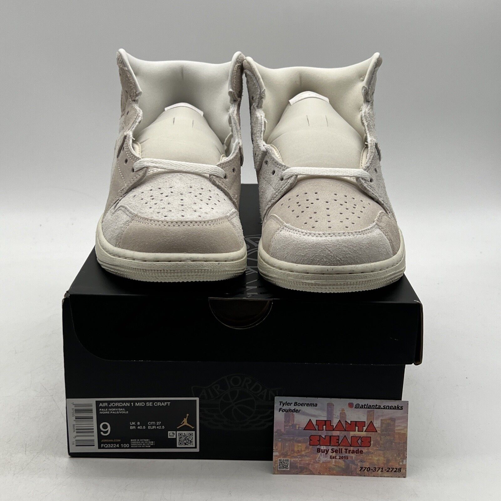 Size 9 - Air Jordan 1 SE Craft Mid Pale Ivory Suede (FQ3224-100)