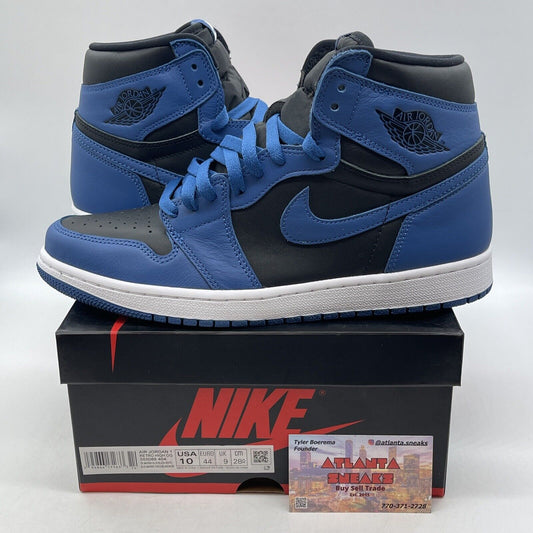 Size 10 - Jordan 1 Retro OG High Dark Marina Blue Black Leather (555088-404)