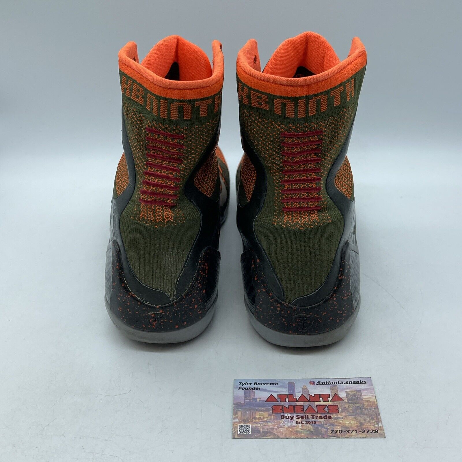 Size 9.5 - Nike Kobe 9 Elite Strategy Orange Black Grey Olive (630847-303)