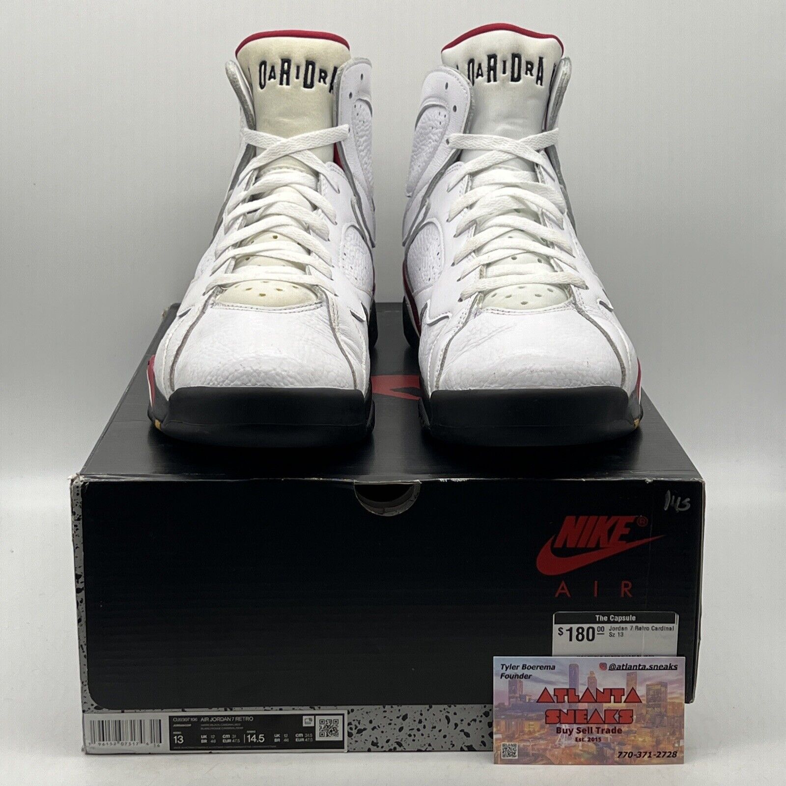 Size 13 - Jordan 7 Cardinal 2022 Black Red White Leather (CU9307-106)