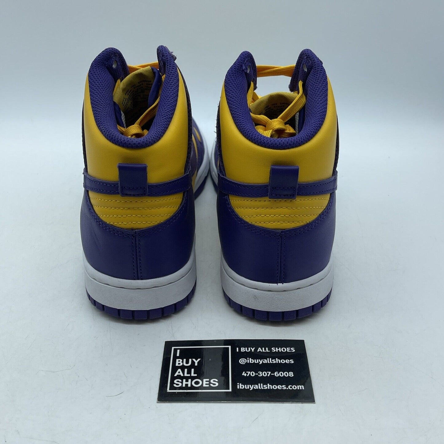 Size 9.5 - Nike Dunk High Lakers Yellow Purple White Leather (DD1399-500)