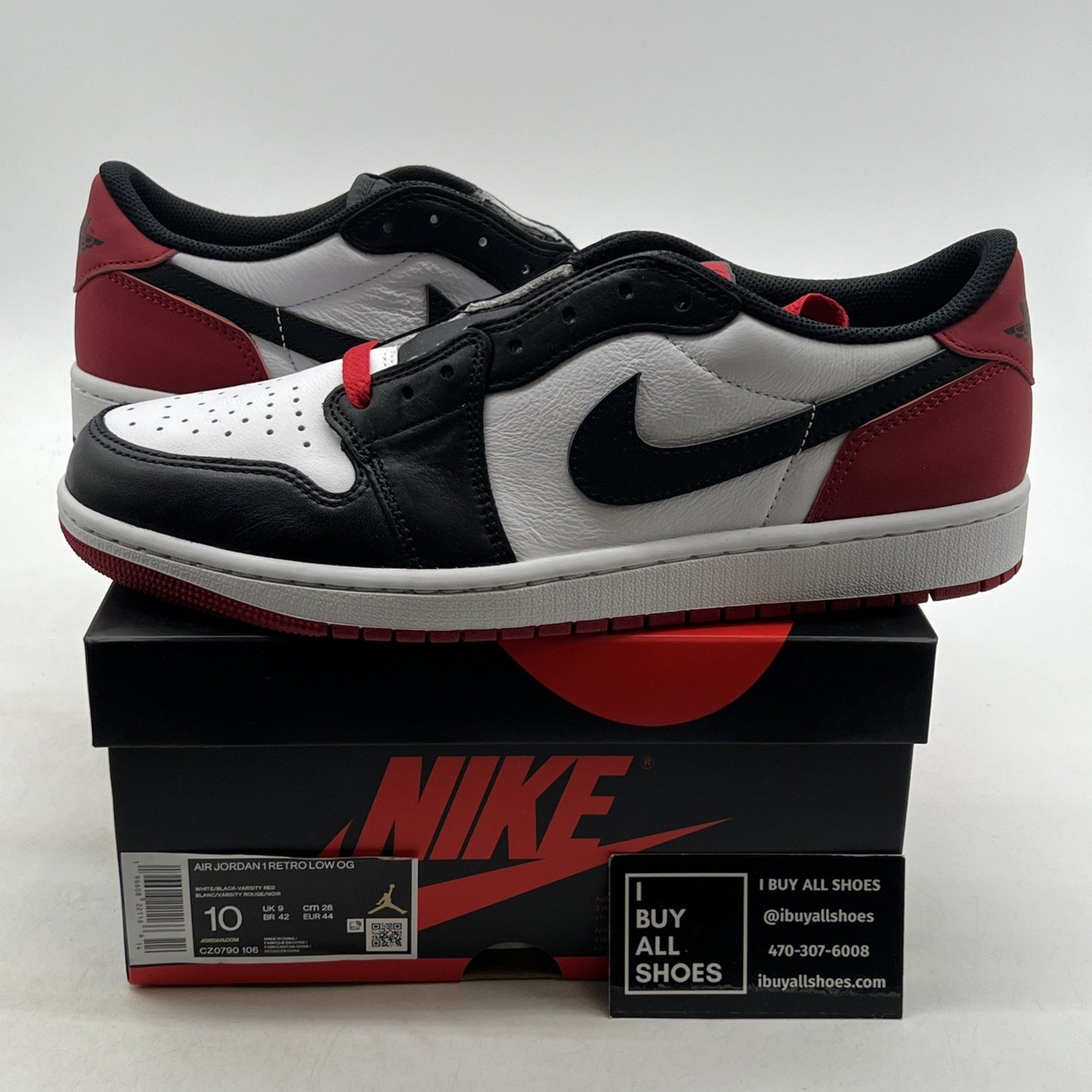 Size 10 - Air Jordan 1 Retro OG Low Black Toe (CZ0790-106)