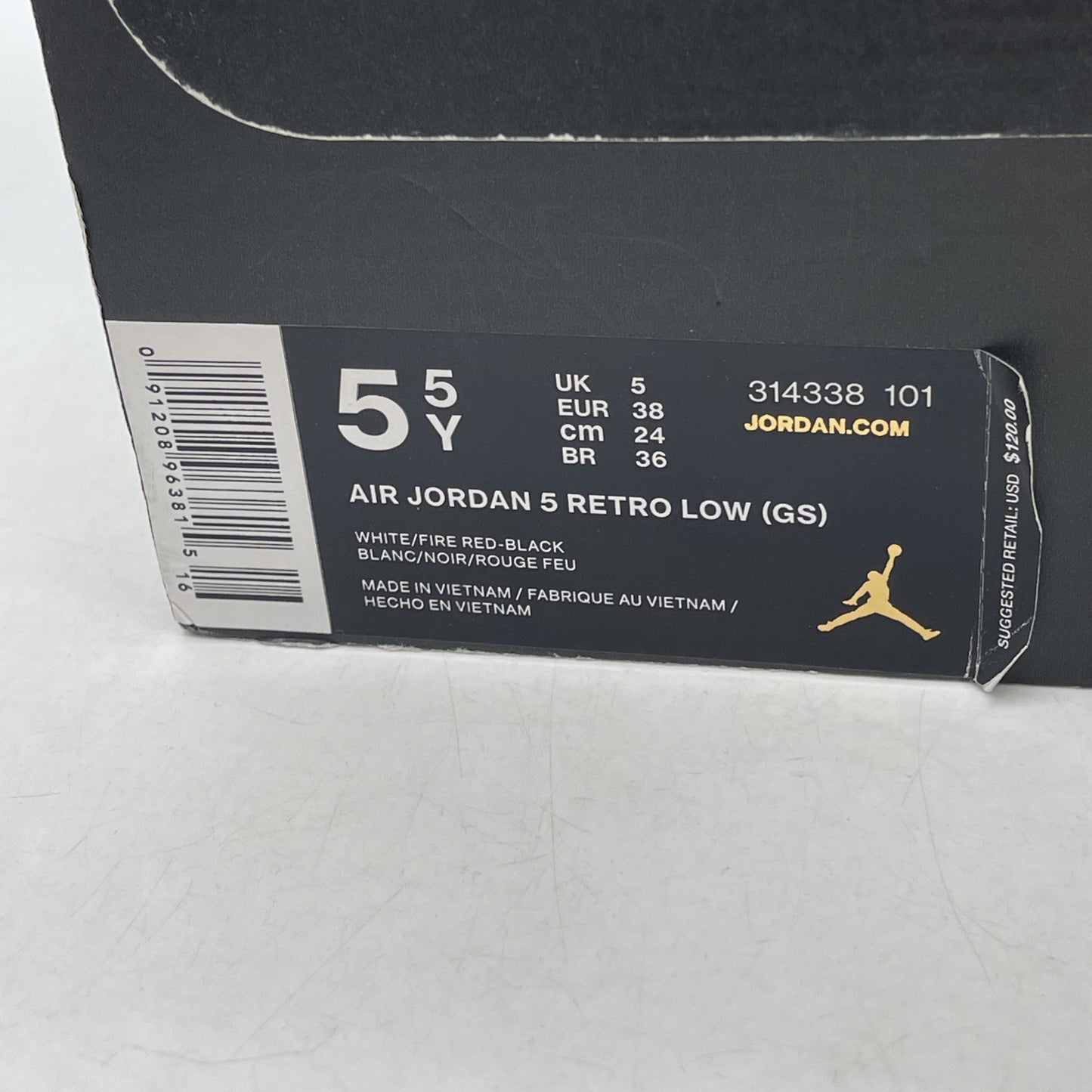 Size 5.5Y - Air Jordan 5 Retro 2016 Low Fire Red (314338-101)