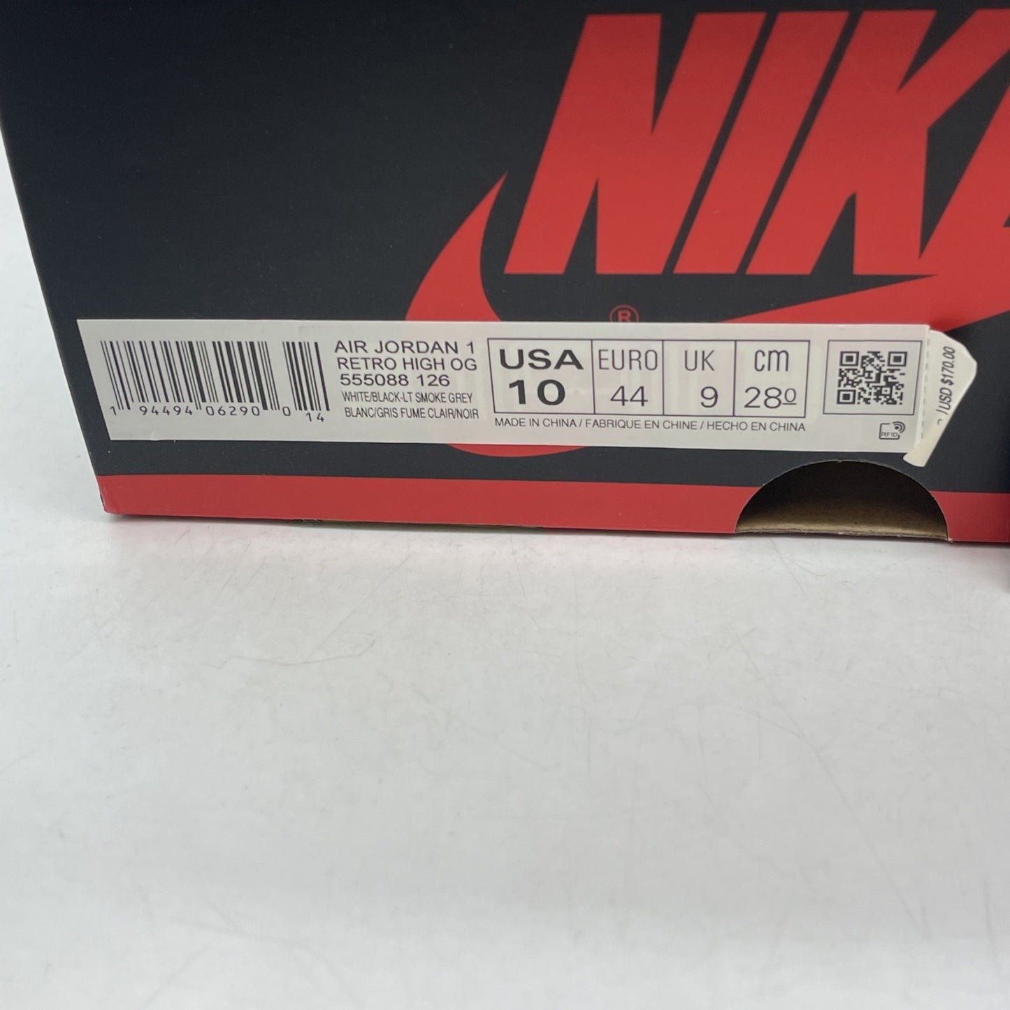 Size 10 - Air Jordan 1 Retro High OG Smoke Gray 2020 (555088-126)