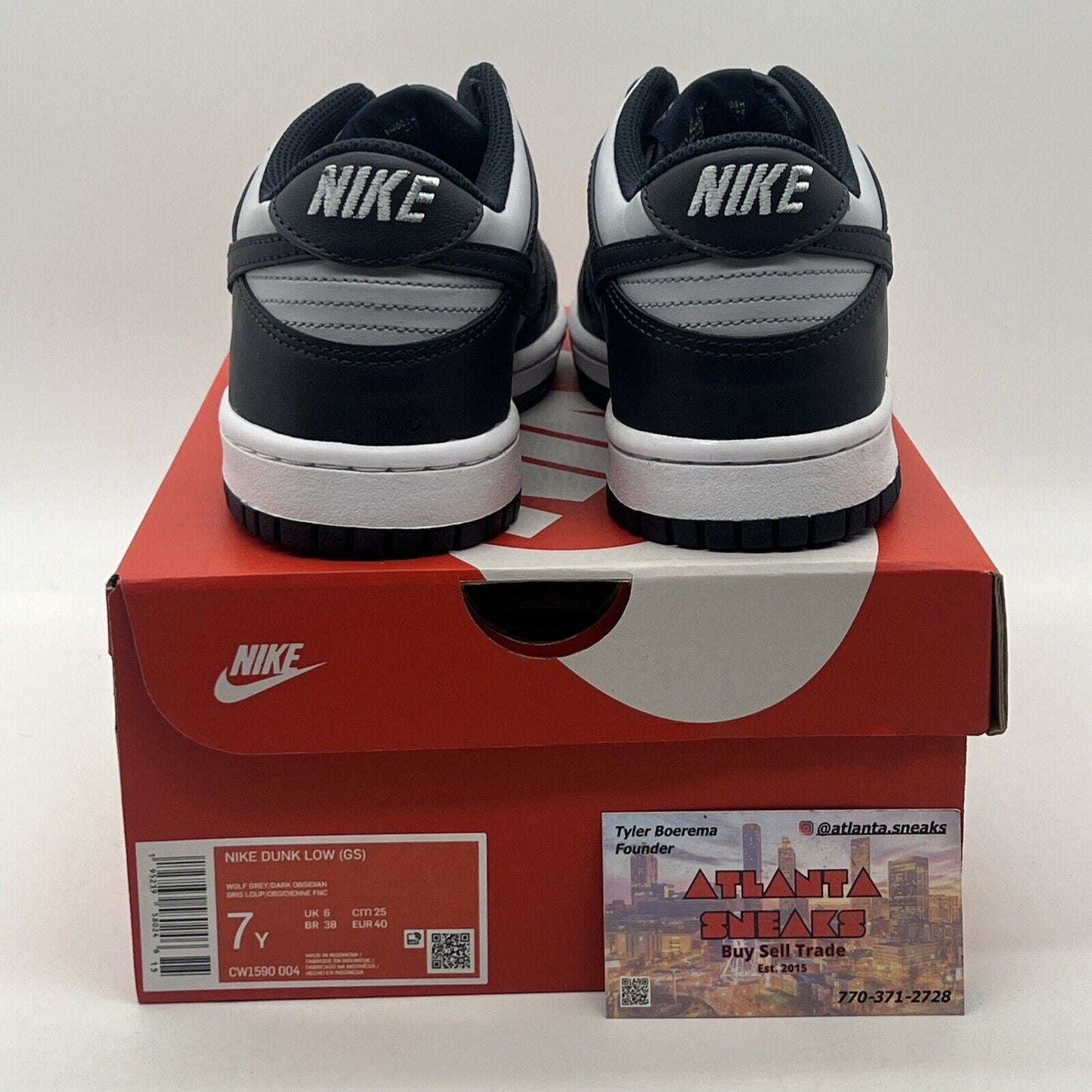 Size 7Y - Dunk Low Georgetown CW1590-004 Navy Grey Leather White (CW1590-005)