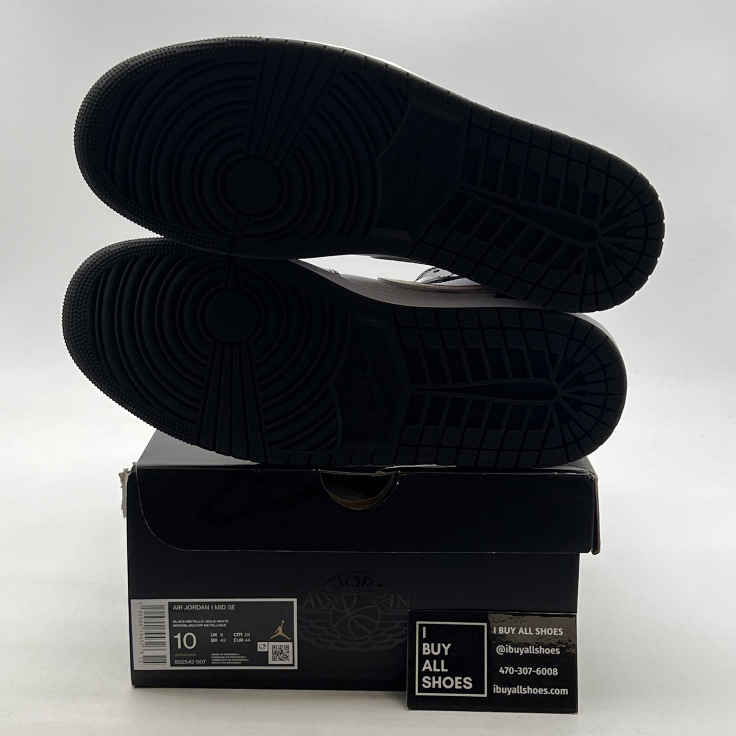 Size 10 - Air Jordan 1 Mid SE Patent Black Gold (852542-007)