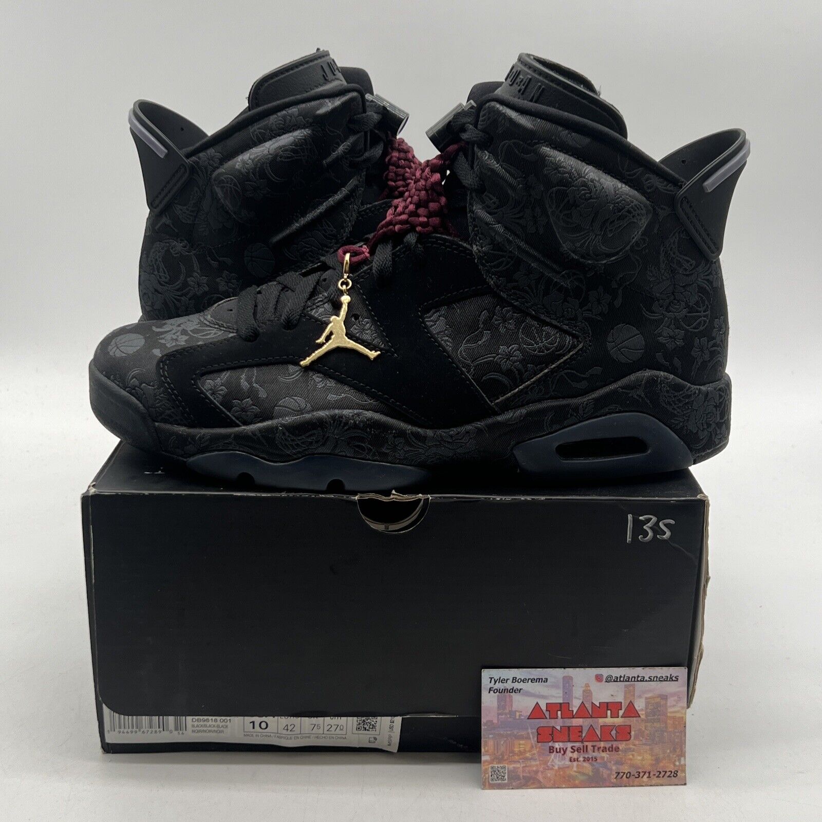 Size 10 - Air Jordan 6 Retro Singles Day W Black Grey Maroon (DB9818-001)