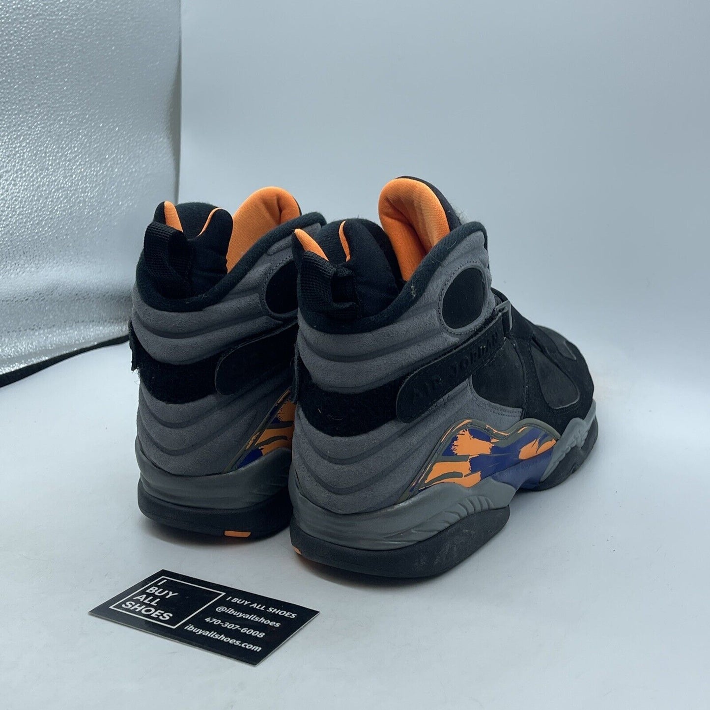 Size 10.5 - Air Jordan 8 Retro Phoenix Suns Black Grey Suede (305381-043)