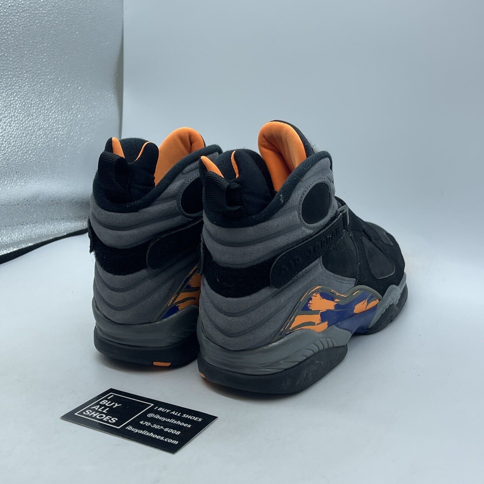 Size 10.5 - Air Jordan 8 Retro Phoenix Suns Black Grey Suede (305381-043)