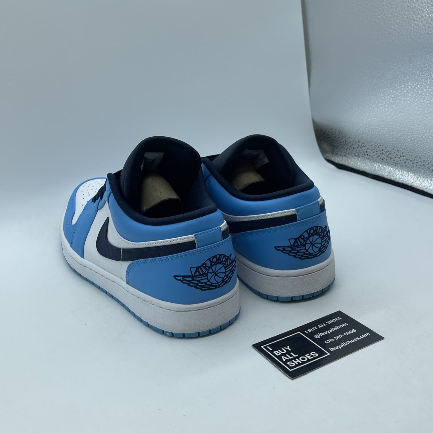 Size 10 - Air Jordan 1 Low UNC 2021 Black University Blue White (553558-144)