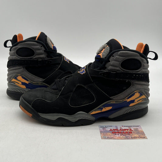 Size 10 - Air Jordan 8 Retro Phoenix Suns Black Grey Suede (305381-043)