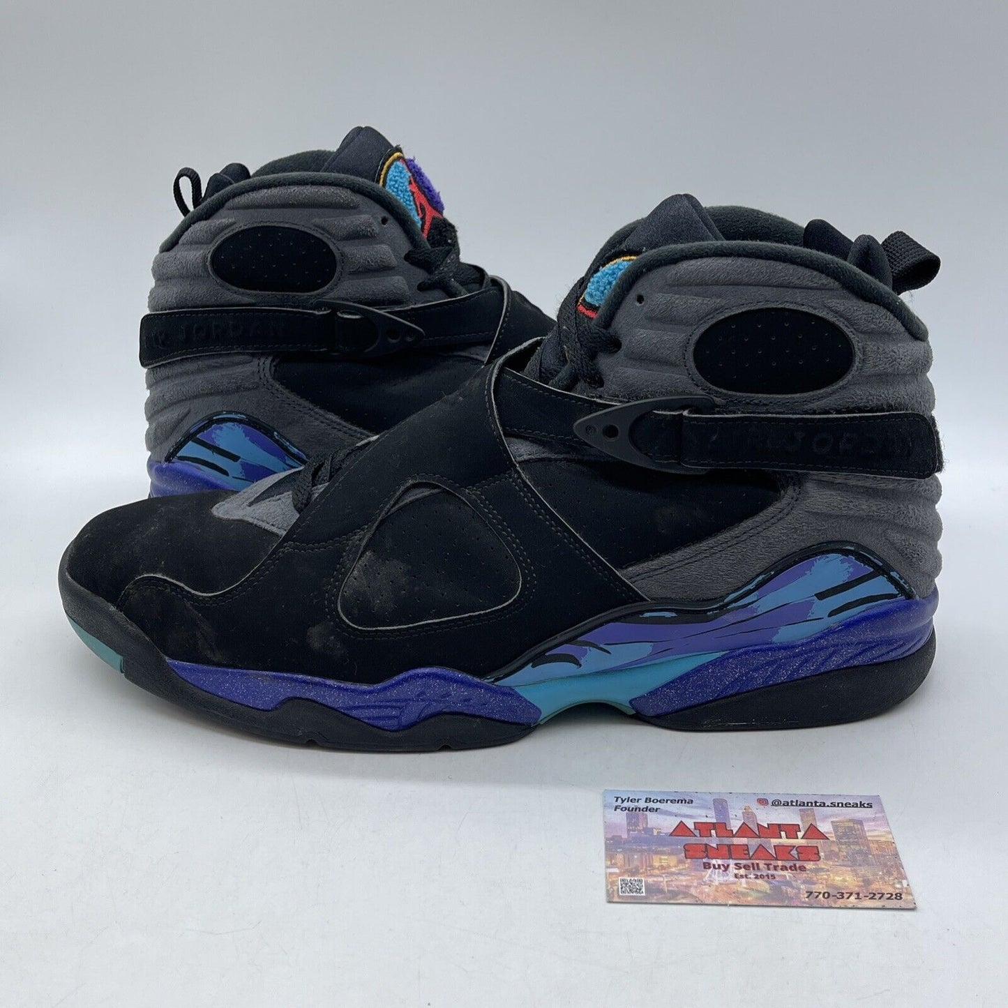 Size 13 - Air Jordan 8 Retro 2007 Aqua Purple Leather  Black Suede (305381-025)