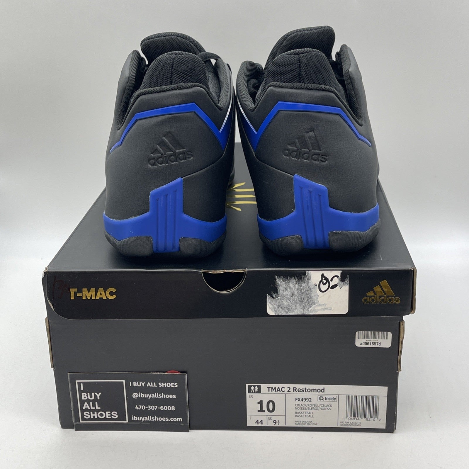 Size 10 - adidas T-Mac 2 EVO Black Royal Blue Leather (FX4992)