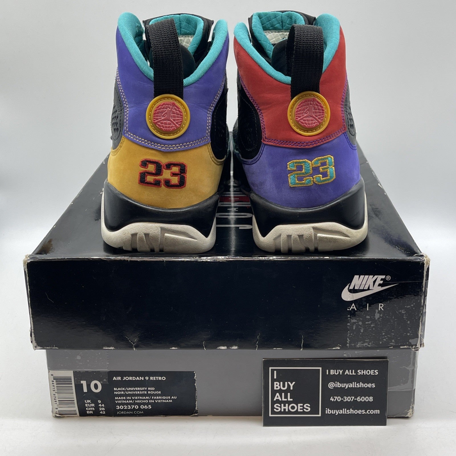 Size 10 - Air Jordan 9 Retro Dream It, Do It Black Suede Leather (302370-065)
