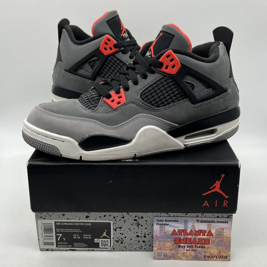 Size 7 - Jordan 4 Infrared 2022 Grey Black Red Suede (408452-061)