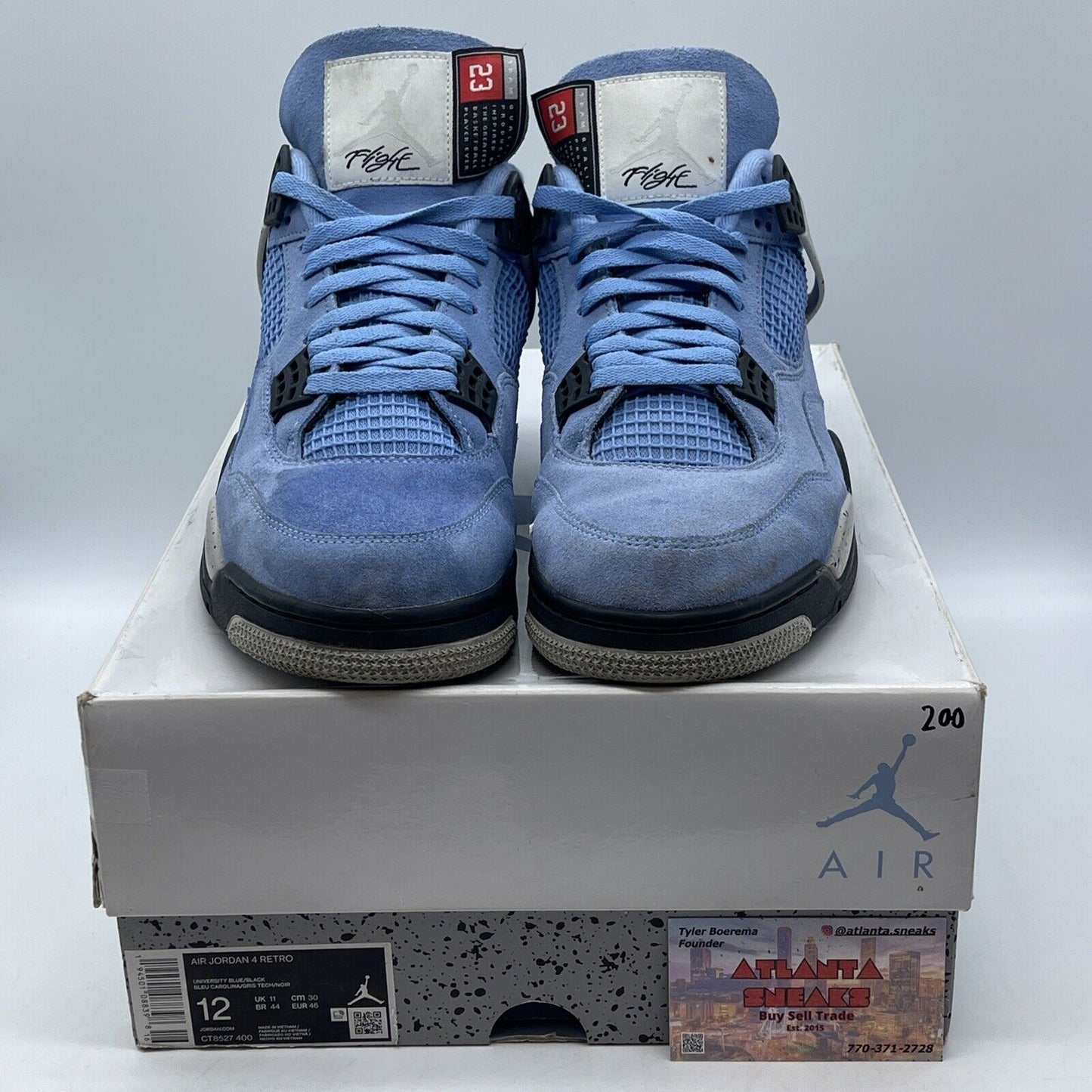 Size 12 - Jordan 4 Retro Mid University Blue Suede Grey Black (CT8527-400)