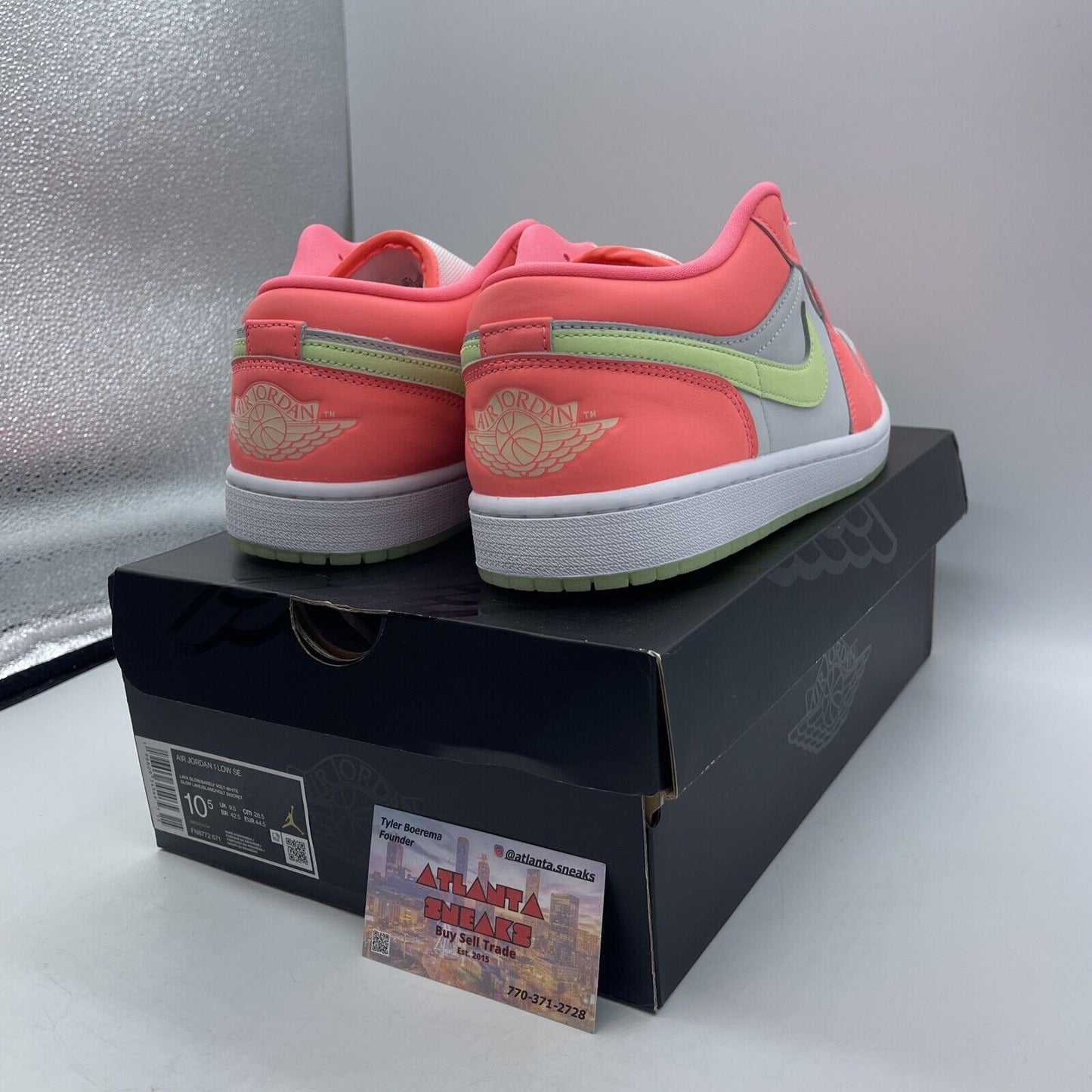 Size 10.5 - Air Jordan 1 SE Low Lava Glow Pink White Green Leather (FN6772-671)