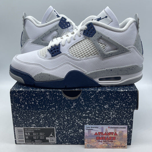 Size 9.5 - Jordan 4 Retro Mid Midnight Navy White Grey Leather (DH6927-140)