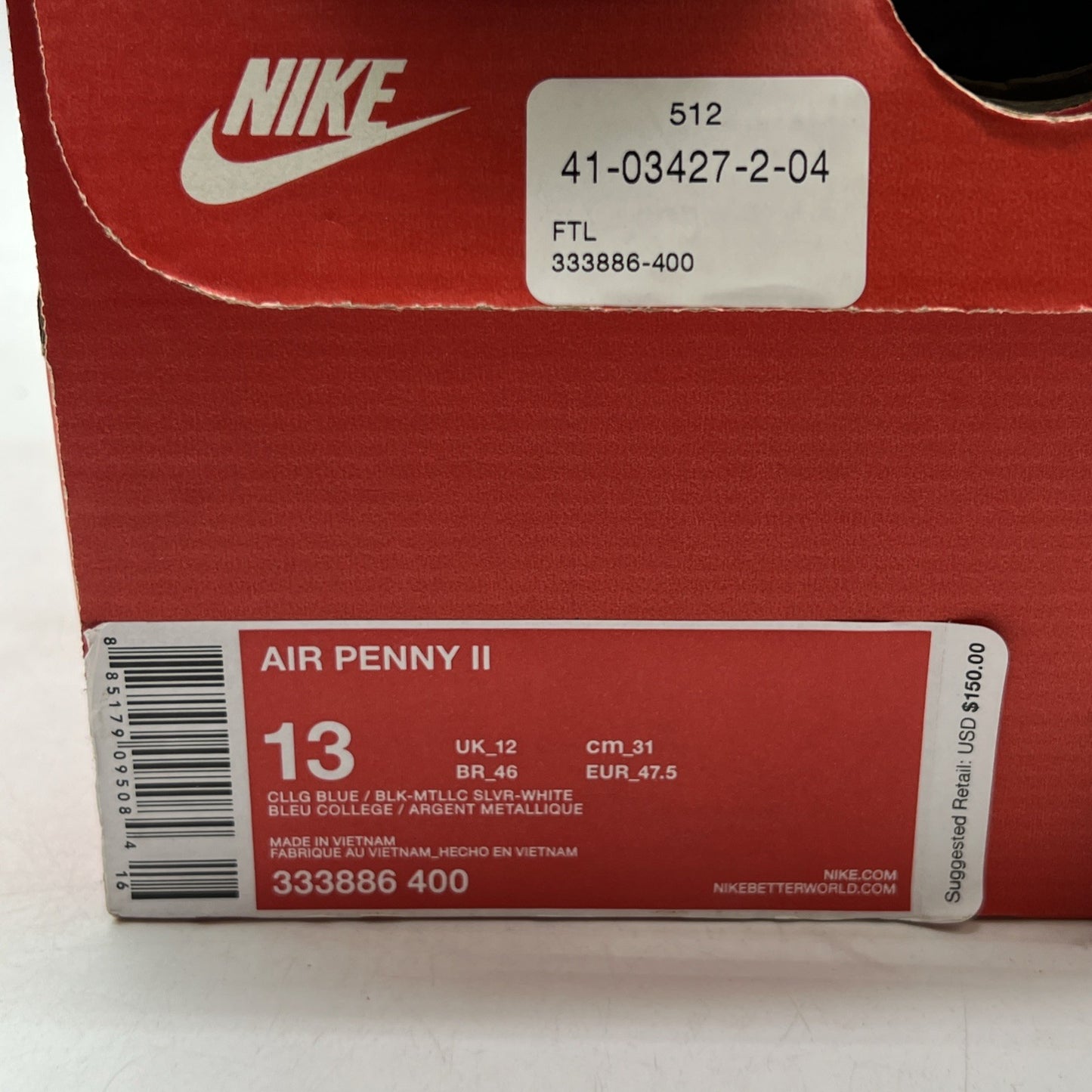 Size 13 - Nike Air Penny 2 2016 Atlantic Blue (333886-400)