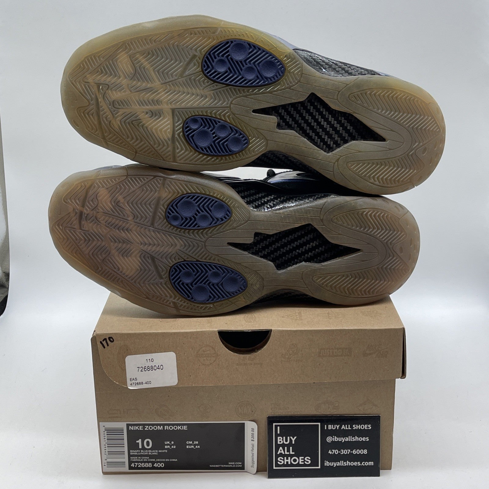 Size 10 - Nike Zoom Rookie Binary Blue Black Leather Suede (472688-400)