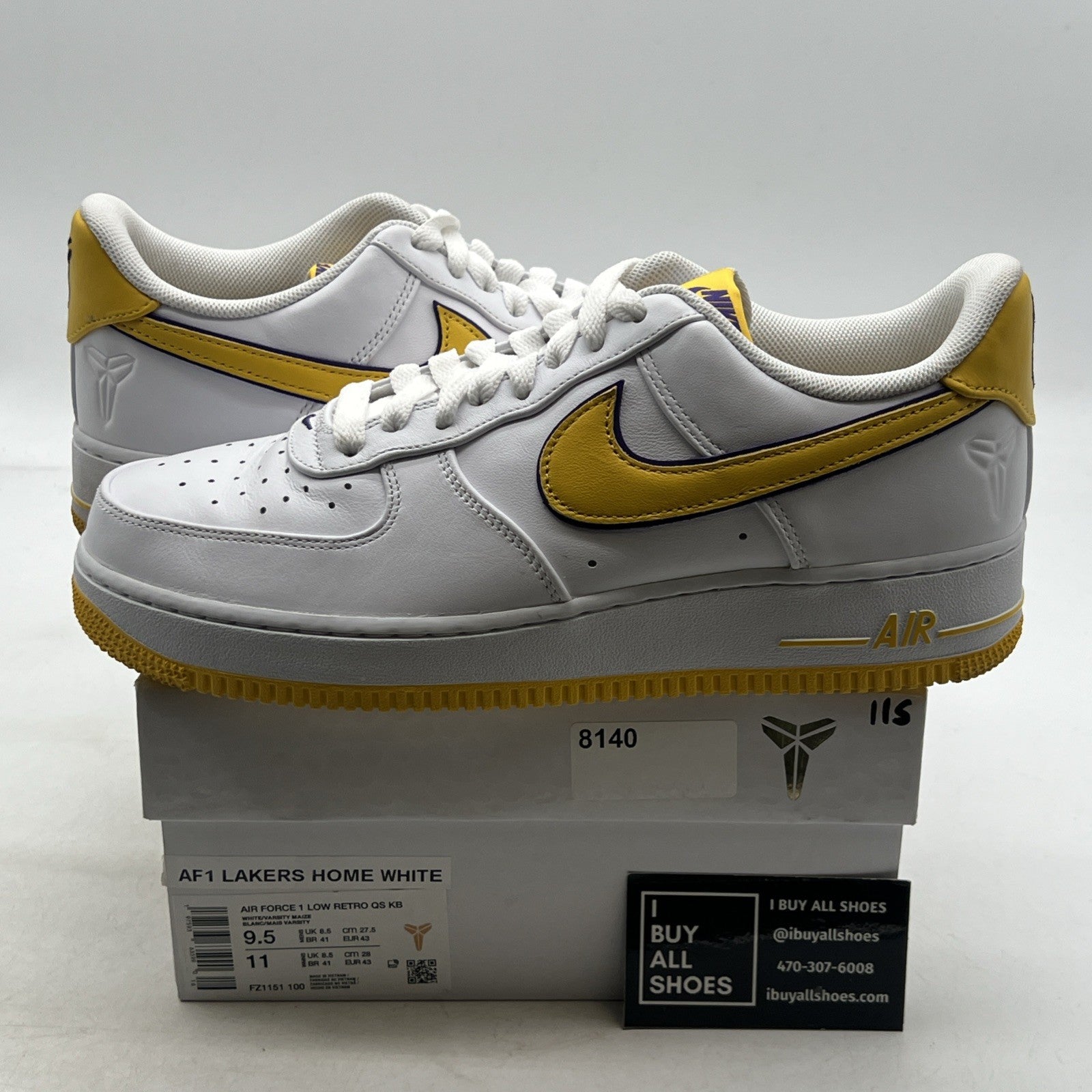 Size 9.5 - Kobe Bryant x Nike Air Force 1 Retro Low Lakers Home (FZ1151-100)
