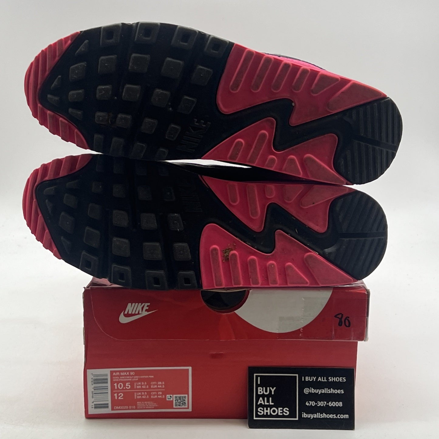 Size 10.5 - Nike Air Max 90 Black Grey Hyper Pink (DM0029-010)