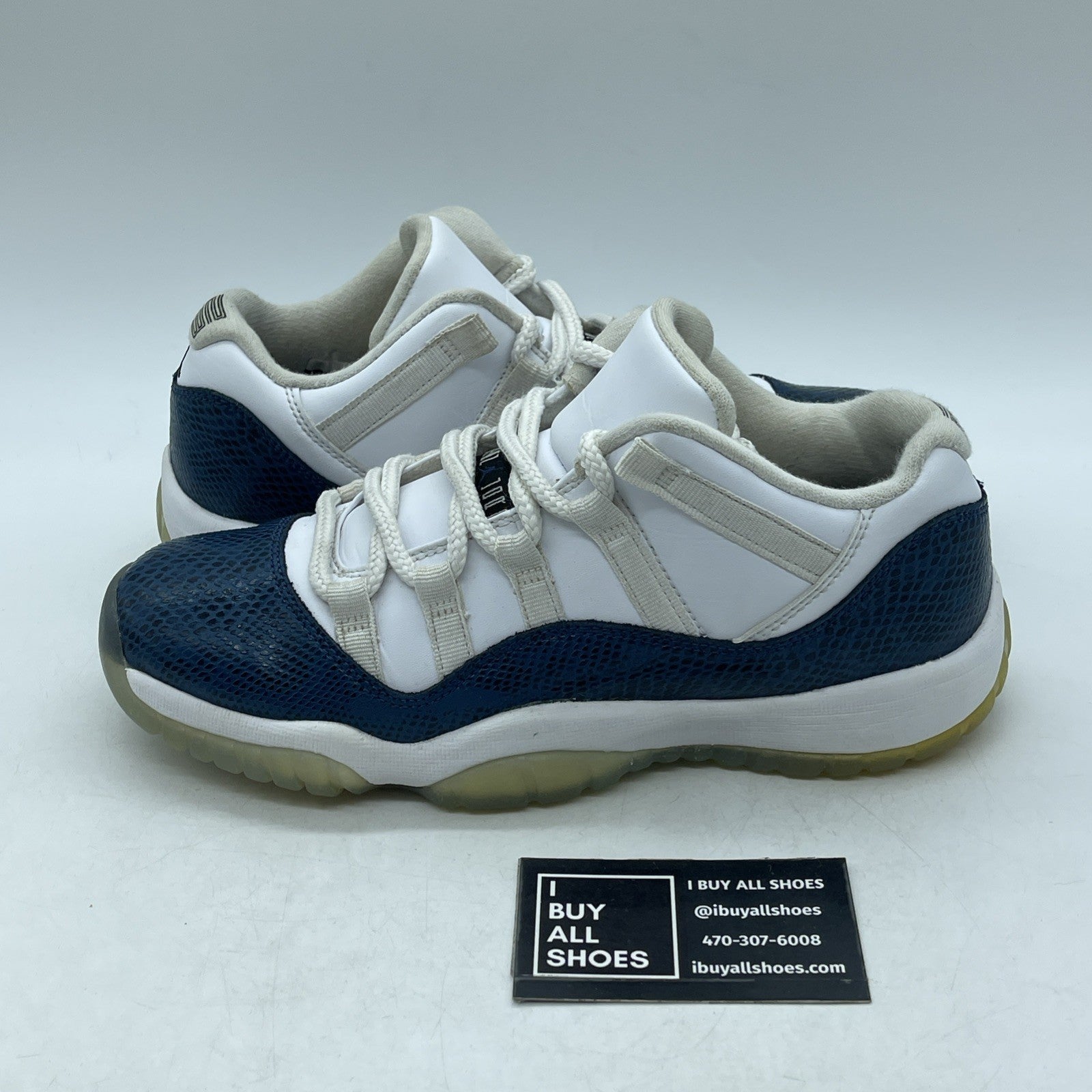 Size 7Y (GS) - Air Jordan 11 Retro 2019 Low Navy Snakeskin (CD6847-102)