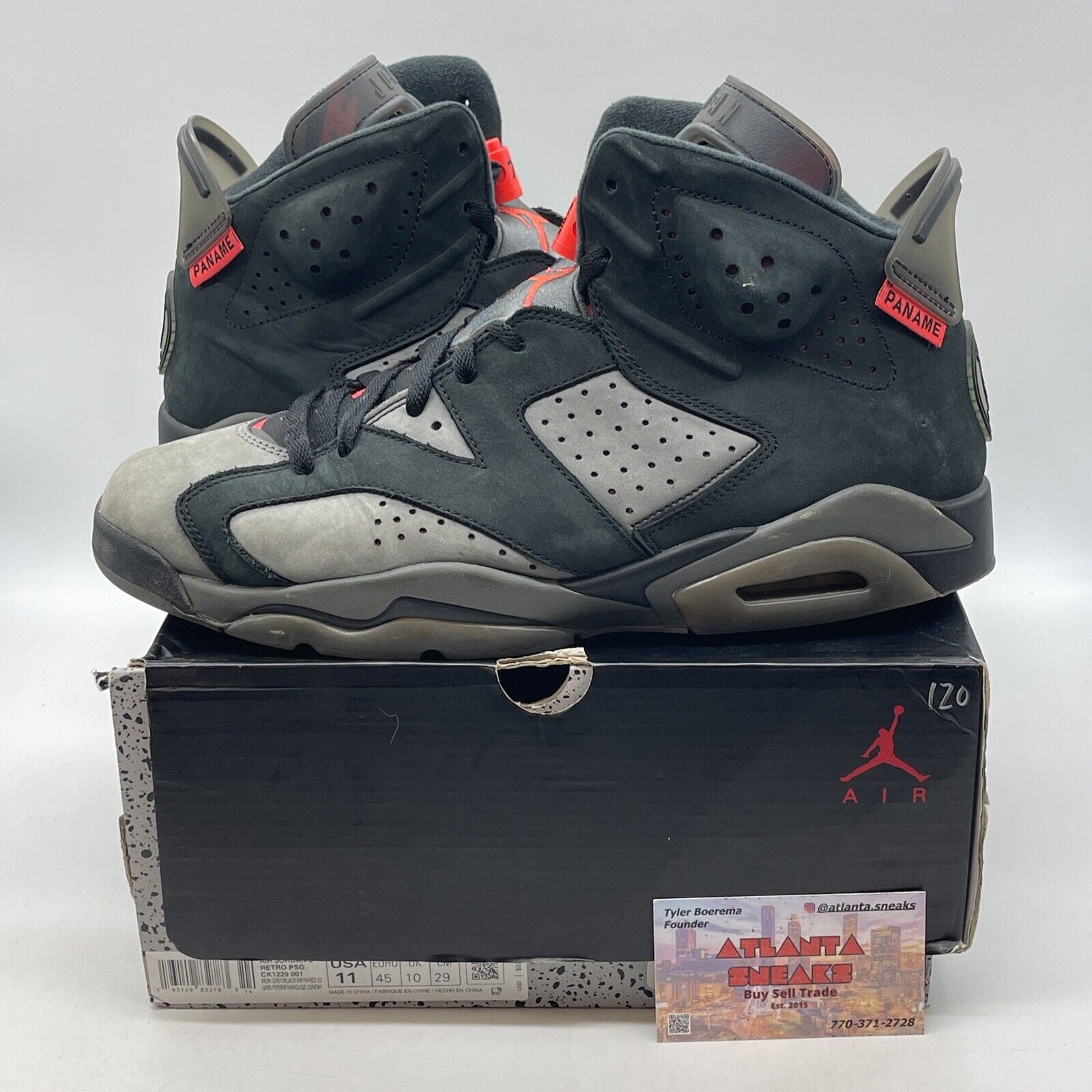 Size 11 - Paris Saint-Germain x Air Jordan 6 Retro Iron Grey Black  (CK1229-001)