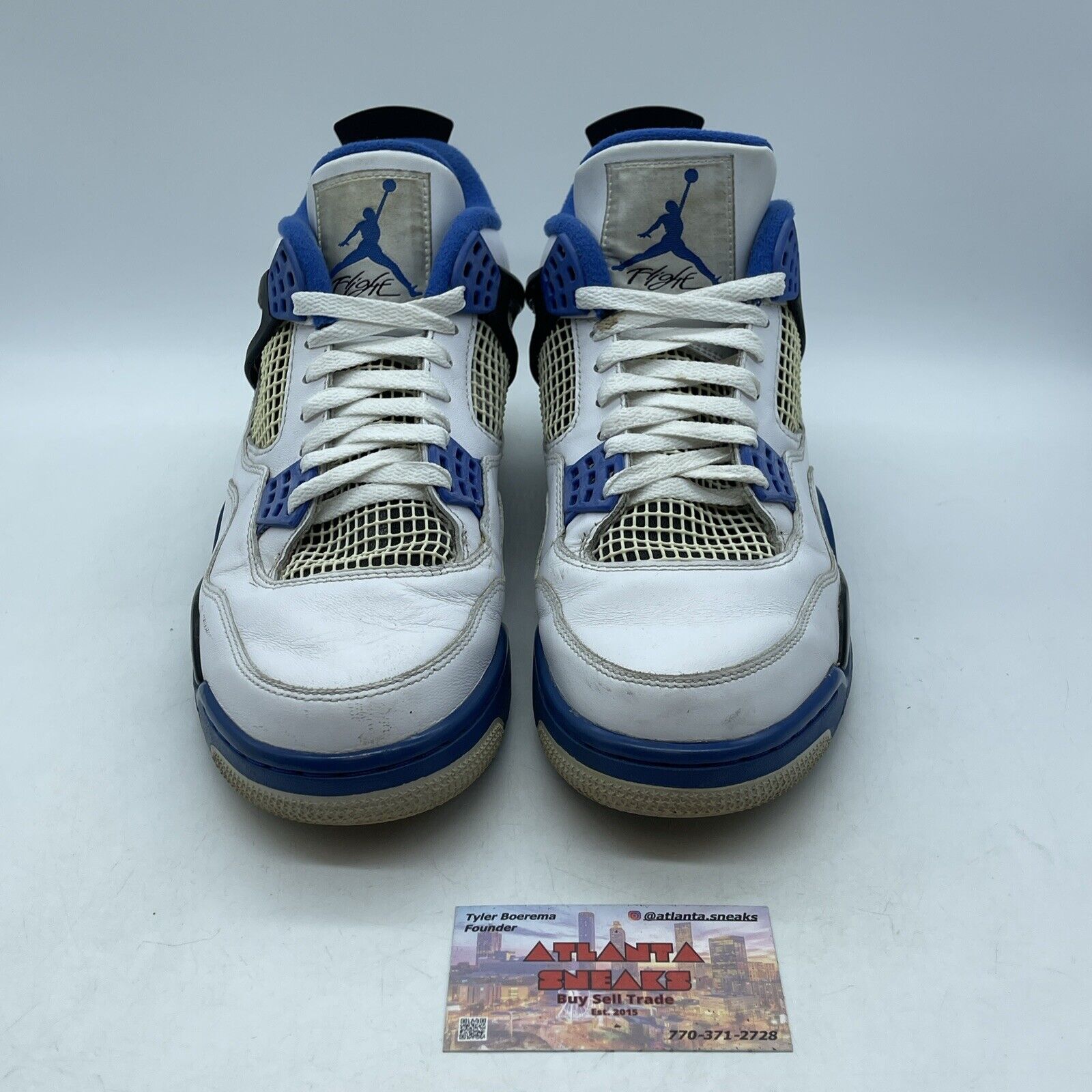 Size 10.5 - Jordan 4 Retro Mid Motorsports Blue Black White Leather (308497-117)