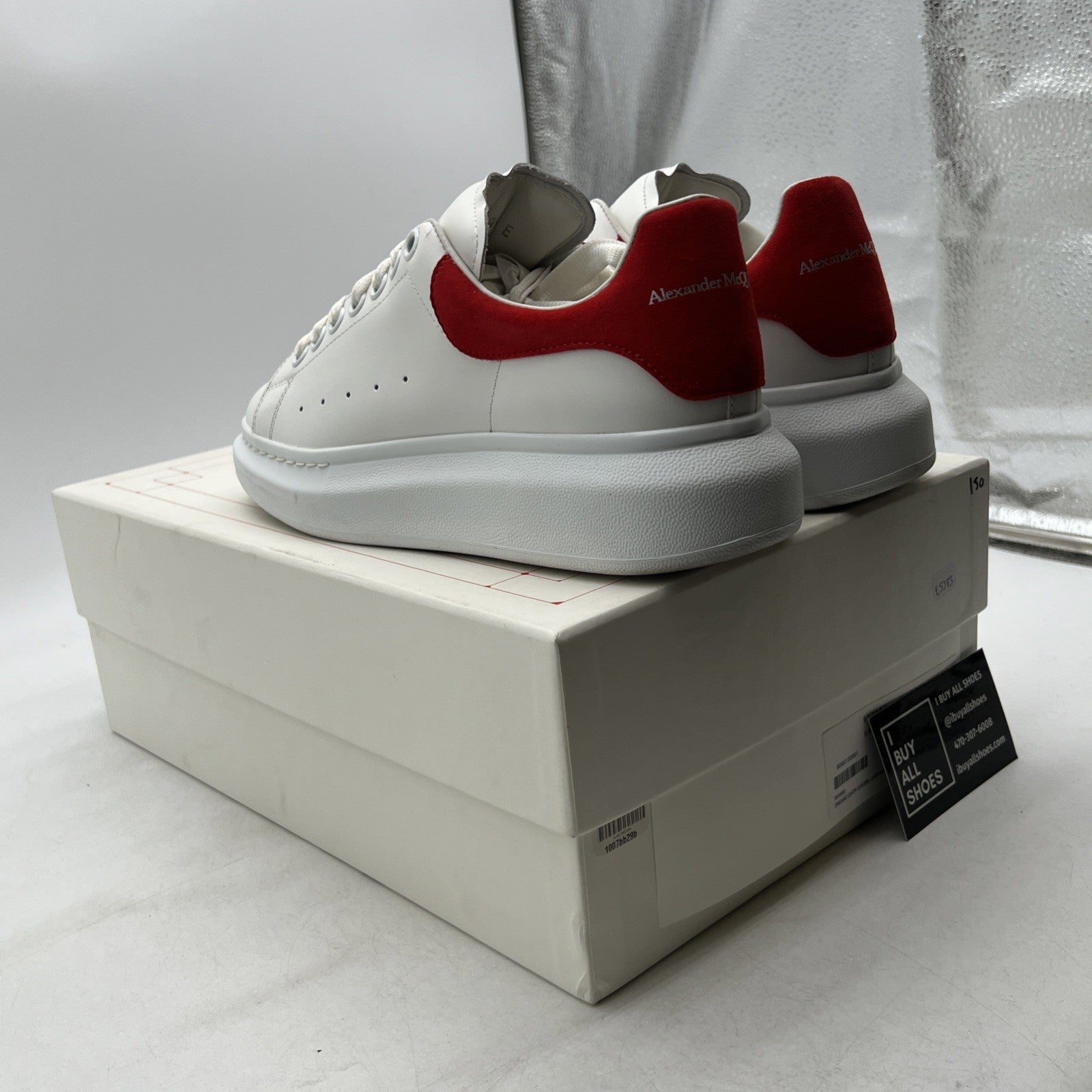 Size 39.5 - Alexander Mcqueen Oversized Platform Leather White/Red Suede
